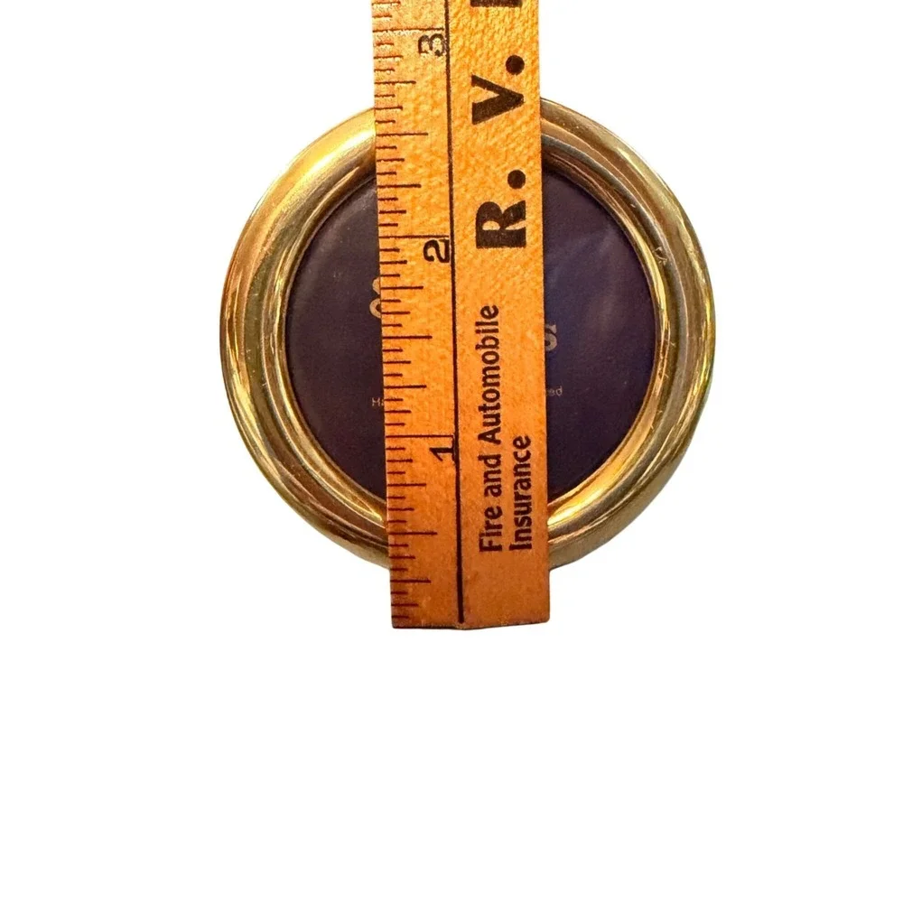 Solid Brass Mini Photo Frames Round Heart-Shaped Polished Lacquer Coated Regency